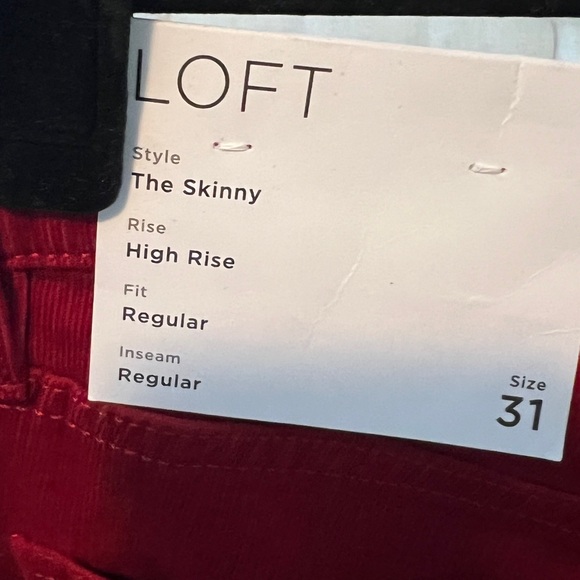 Loft “The Skinny” red corduroy pants. 31/12 - Picture 3 of 5